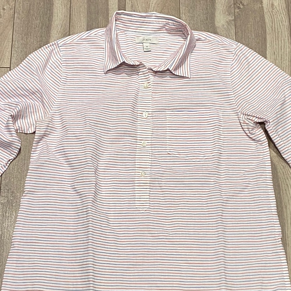J.Crew Striped Long Sleeve Pocket Polo Shirt (S)